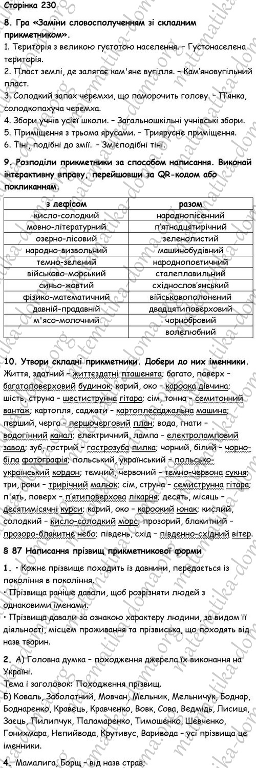 Сторінка 230 гдз українська мови 6 клас О. Семеног О. Калинич 2023