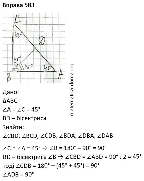 Вправа 583 гдз 7 клас геометрія Бурда Тарасенкова