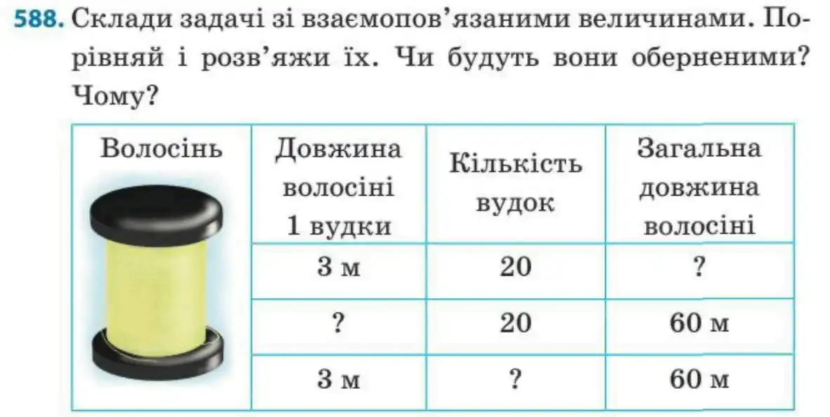 Зображення умови задачі номер 588 з підручника Математика 3 клас Заїка