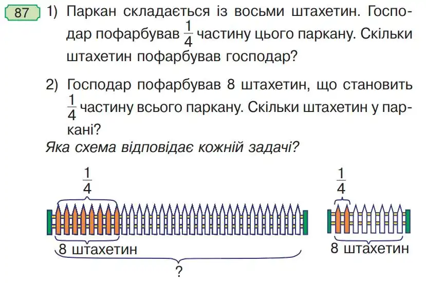 Зображення умови задачі номер 87 з підручника Математика 4 клас Будна