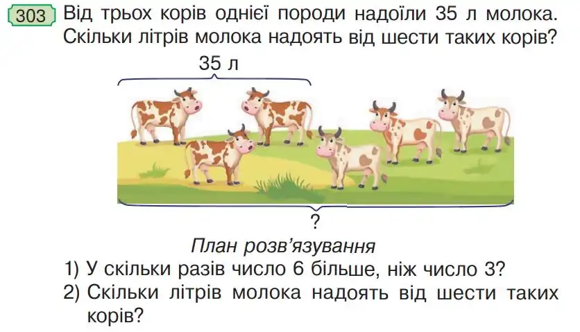 Зображення умови задачі номер 303 з підручника Математика 4 клас Гісь