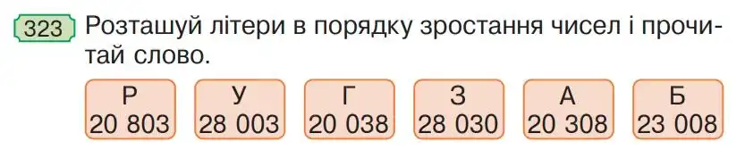 Зображення умови задачі номер 323 з підручника Математика 4 клас Гісь