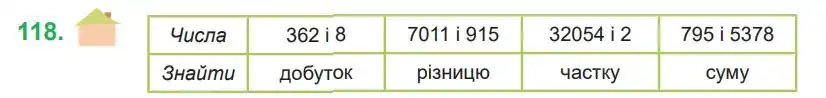 Зображення умови задачі номер 118 з підручника Математика 4 клас Козак