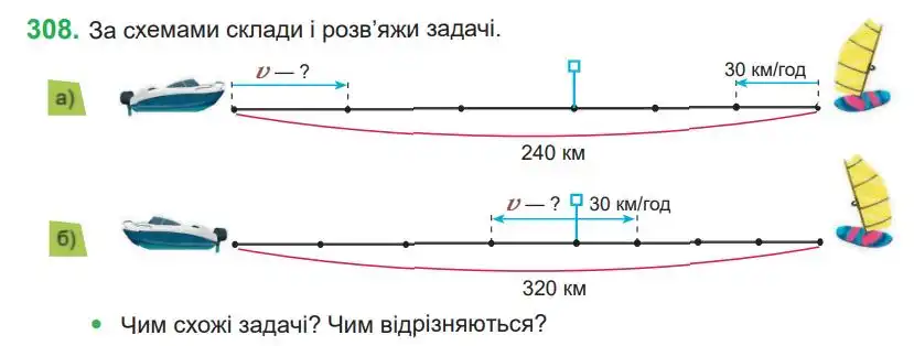 Зображення умови задачі номер 308 з підручника Математика 4 клас Козак