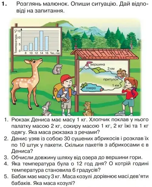 Зображення умови задачі номер 1 з підручника Математика 4 клас Листопад