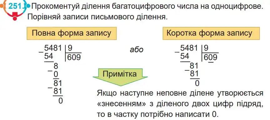 Зображення умови задачі номер 251 з підручника Математика 4 клас Заїка