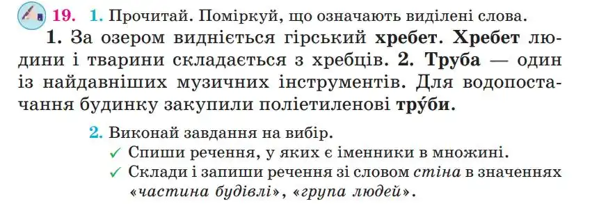 Зображення умови вправи номер 19 з підручника Українська Мова 4 клас Сапун