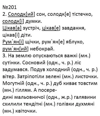 Зображення розв'язку вправи номер 201 з ГДЗ Українська Мова 4 клас Сапун