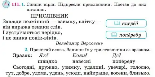 Зображення умови вправи номер 111 з підручника Українська Мова 4 клас Сапун