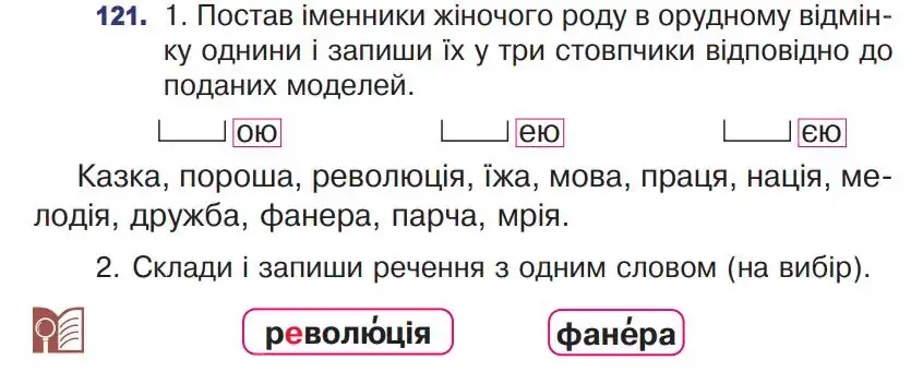 Зображення умови вправи номер 121 з підручника Українська Мова 4 клас Варзацька