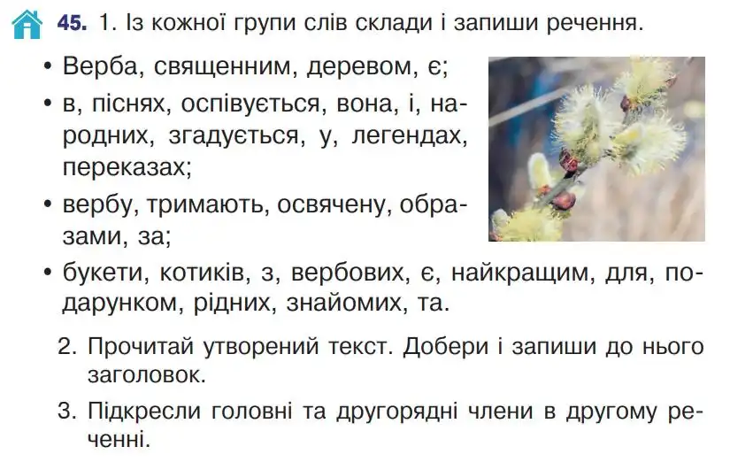 Зображення умови вправи номер 45 з підручника Українська Мова 4 клас Варзацька