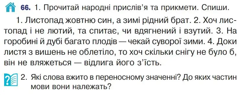 Зображення умови вправи номер 66 з підручника Українська Мова 4 клас Варзацька