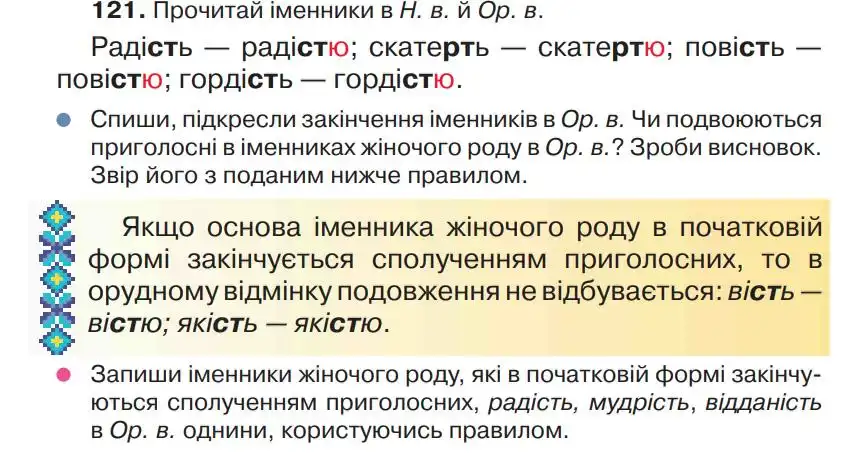 Зображення умови вправи номер 121 з підручника Українська Мова 4 клас Захарійчук