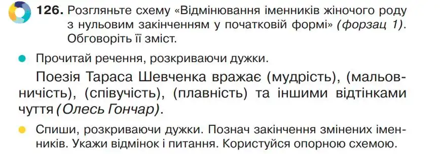 Зображення умови вправи номер 126 з підручника Українська Мова 4 клас Захарійчук