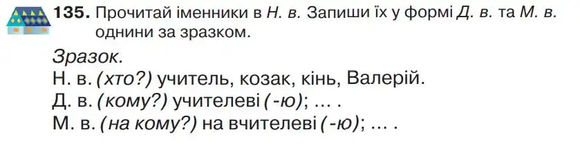 Зображення умови вправи номер 135 з підручника Українська Мова 4 клас Захарійчук