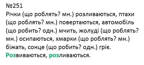 Зображення розв'язку вправи номер 251 з ГДЗ Українська Мова 4 клас Захарійчук