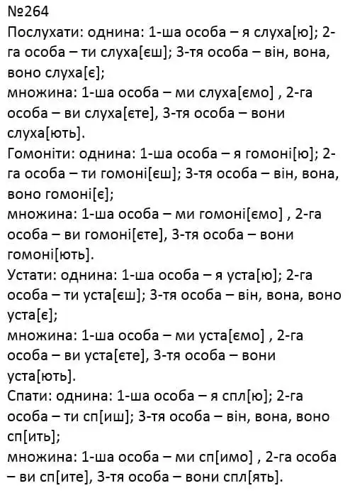 Зображення розв'язку вправи номер 264 з ГДЗ Українська Мова 4 клас Захарійчук