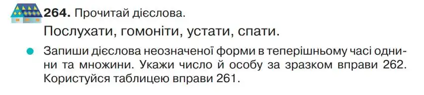 Зображення умови вправи номер 264 з підручника Українська Мова 4 клас Захарійчук