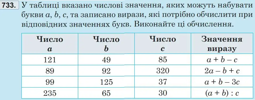 Зображення умови задачі номер 733 з підручника Математика 5 клас Беденко