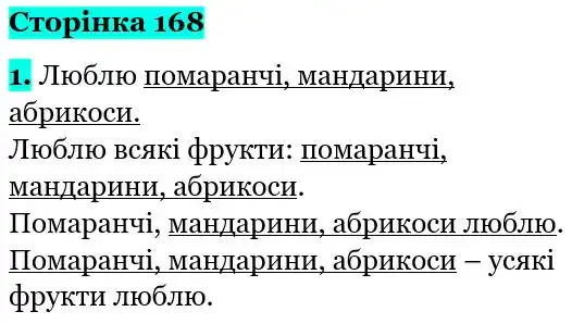 Зображення розв'язку сторінки 168 з ГДЗ Українська Мова 5 клас Авраменко