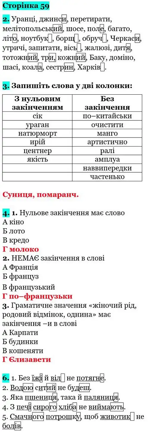 Зображення розв'язку сторінки 59 з ГДЗ Українська Мова 5 клас Авраменко