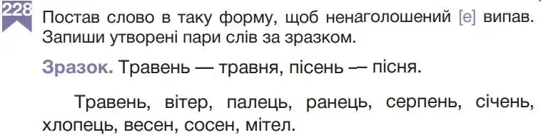 Зображення умови вправи номер 228 з підручника Українська Мова 5 клас Гапон