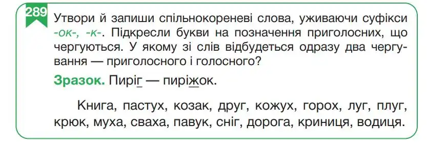 Зображення умови вправи номер 289 з підручника Українська Мова 5 клас Гапон