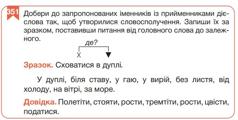 Зображення умови вправи номер 351 з підручника Українська Мова 5 клас Гапон