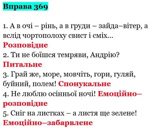 Зображення розв'язку вправи номер 369 з ГДЗ Українська Мова 5 клас Гапон