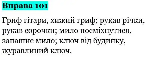 Зображення розв'язку вправи номер 101 з ГДЗ Українська Мова 5 клас Глазова
