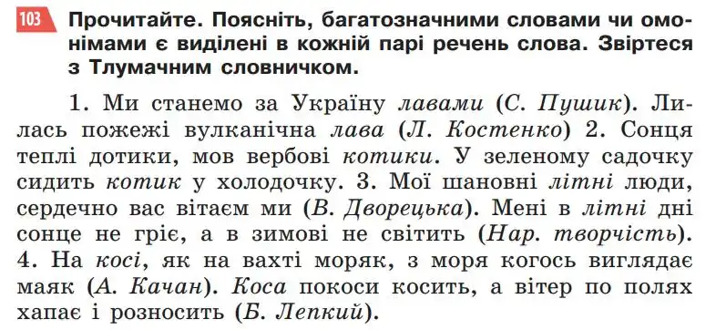 Зображення умови вправи номер 103 з підручника Українська Мова 5 клас Глазова