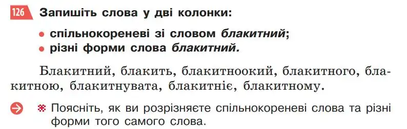 Зображення умови вправи номер 126 з підручника Українська Мова 5 клас Глазова