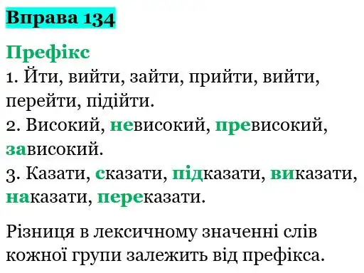 Зображення розв'язку вправи номер 134 з ГДЗ Українська Мова 5 клас Глазова