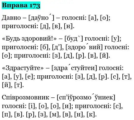 Зображення розв'язку вправи номер 173 з ГДЗ Українська Мова 5 клас Глазова