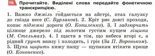 Зображення умови вправи номер 198 з підручника Українська Мова 5 клас Глазова