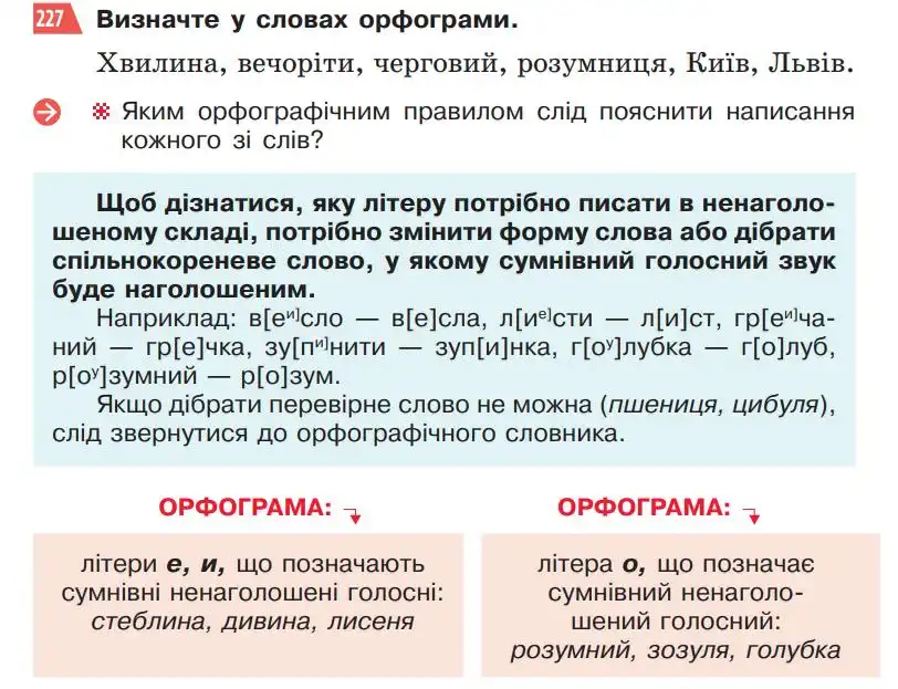 Зображення умови вправи номер 227 з підручника Українська Мова 5 клас Глазова