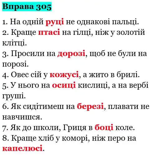 Зображення розв'язку вправи номер 305 з ГДЗ Українська Мова 5 клас Глазова