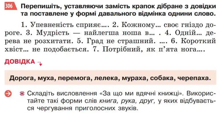Зображення умови вправи номер 306 з підручника Українська Мова 5 клас Глазова