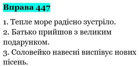 Зображення розв'язку вправи номер 447 з ГДЗ Українська Мова 5 клас Глазова
