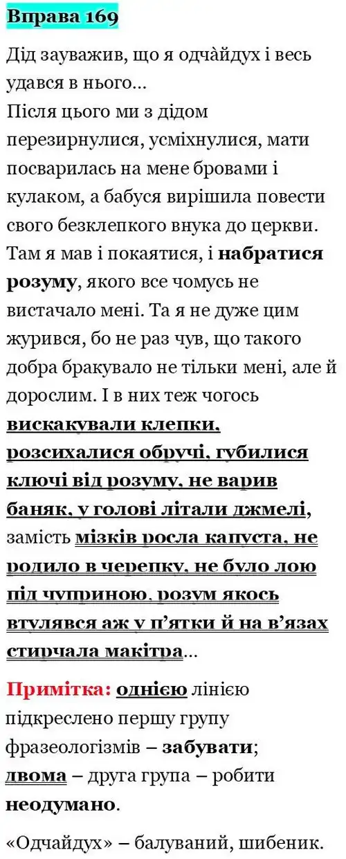 Зображення розв'язку вправи номер 169 з ГДЗ Українська Мова 5 клас Голуб