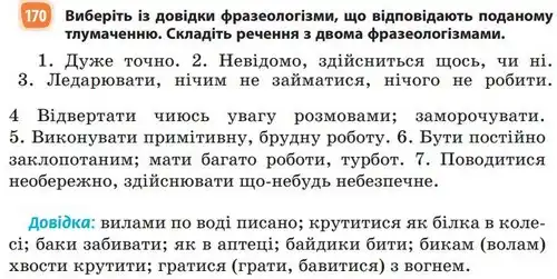 Зображення умови вправи номер 170 з підручника Українська Мова 5 клас Голуб