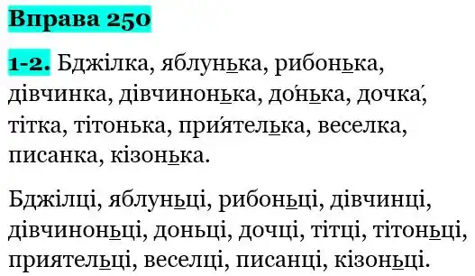 Зображення розв'язку вправи номер 250 з ГДЗ Українська Мова 5 клас Літвінова