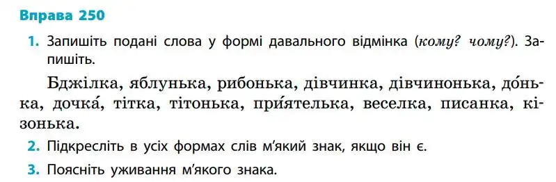 Зображення умови вправи номер 250 з підручника Українська Мова 5 клас Літвінова