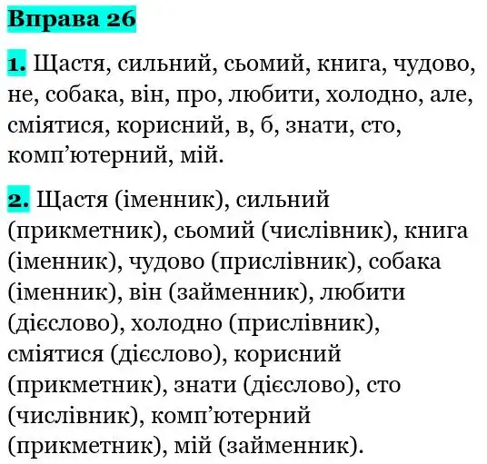 Зображення розв'язку вправи номер 26 з ГДЗ Українська Мова 5 клас Літвінова