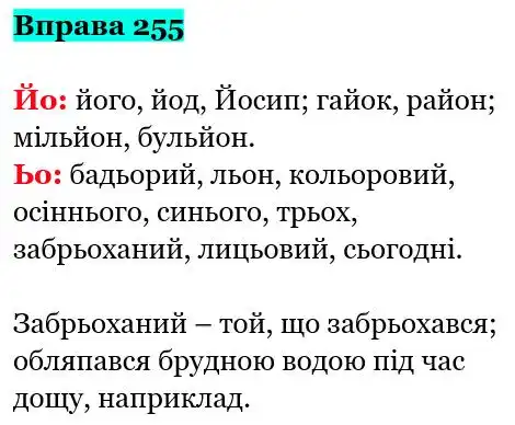Зображення розв'язку вправи номер 255 з ГДЗ Українська Мова 5 клас Онатій
