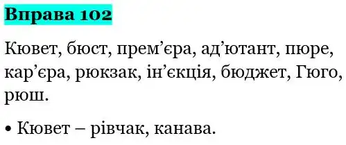 Зображення розв'язку вправи номер 102 з ГДЗ Українська Мова 5 клас Панчук