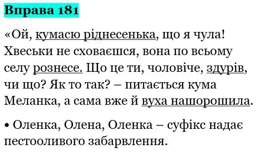 Зображення розв'язку вправи номер 181 з ГДЗ Українська Мова 5 клас Панчук
