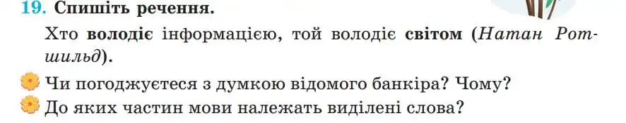 Зображення умови вправи номер 19 з підручника Українська Мова 5 клас Панчук