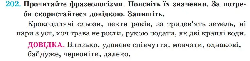 Зображення умови вправи номер 202 з підручника Українська Мова 5 клас Панчук