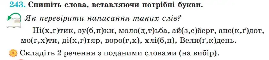 Зображення умови вправи номер 243 з підручника Українська Мова 5 клас Панчук